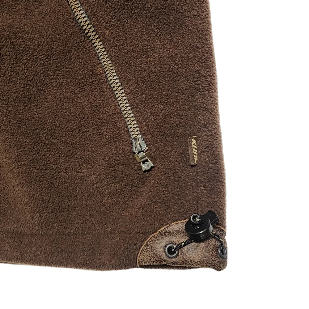 Kuhl Men's Alpenwurx Brown Full Zip Sherpa Collar Faux Leather Fleece Jacket XL - Picture 6 of 11
